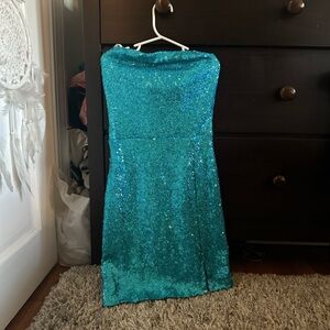 B Darlin Teal Sequin Mini Dress
